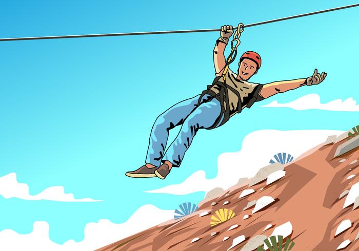 Young Male Zipline Rider vector