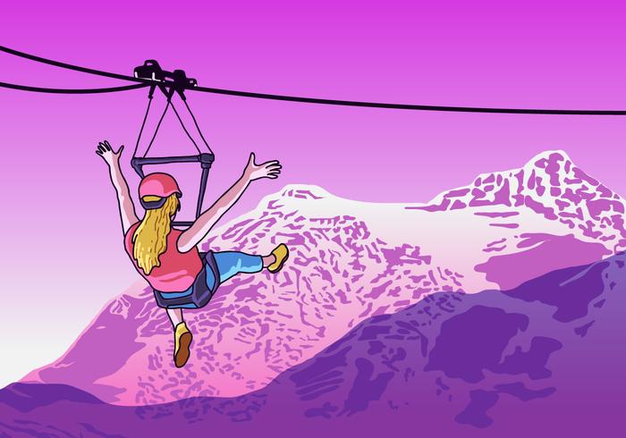 Zipline Rider Vector