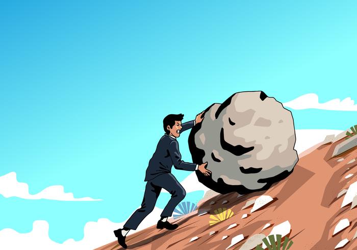 Man Pushing Rock Vector 129540 Vector Art at Vecteezy