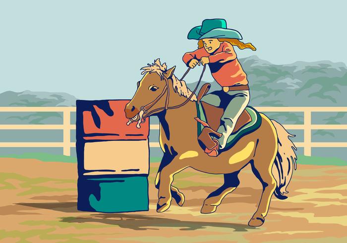 A Kid In Barrel Racing Competition Vector