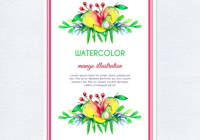 Vector Watercolor Mango Illustration