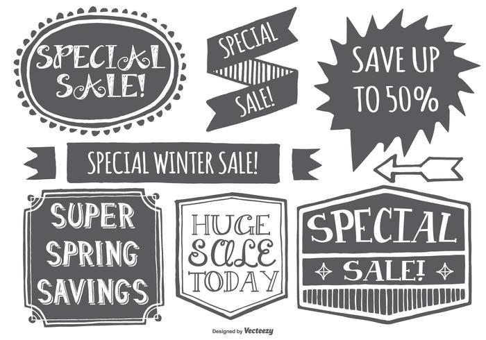 Hand Drawn Style Promotional Sale Labels vector