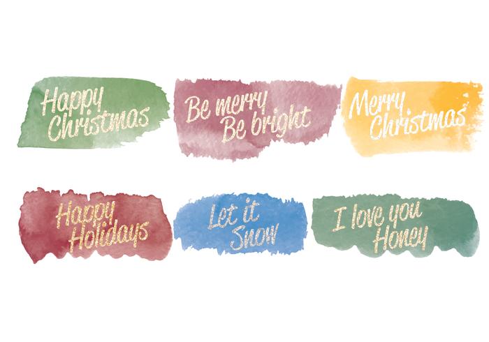 Vector Watercolor Christmas Messages Vector Watercolor Christmas Messages