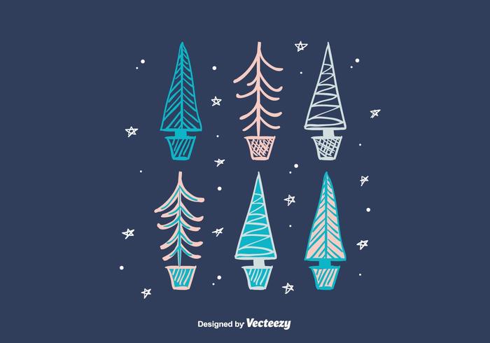 Hand Drawn Winter Trees vector