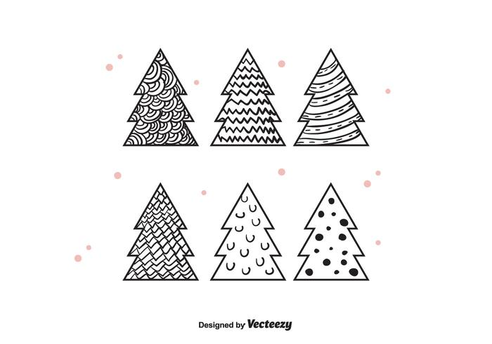 Hand Drawn Christmas Trees Vector