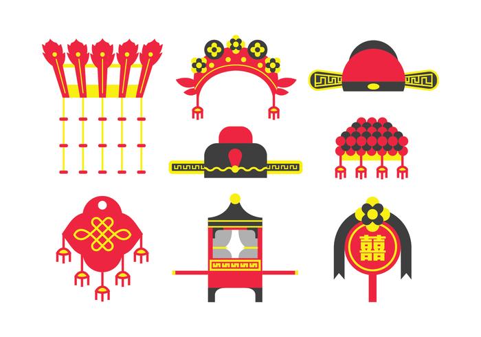 Traditional Chinese Wedding Element Vectors