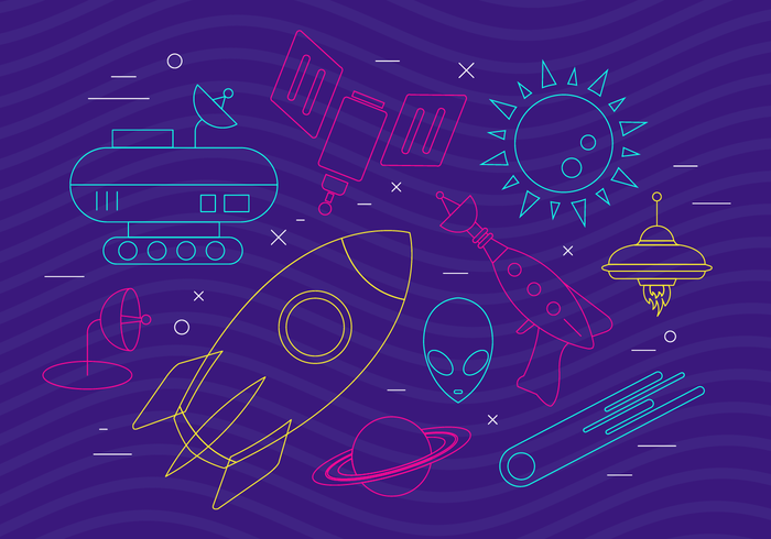 Funky Space Icons vector