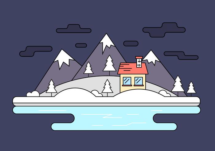 Snow Capped Island Vector Illustration