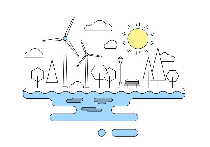 Green Energy Landscape Vector Illustration Green Energy Landscape Vector Illustration