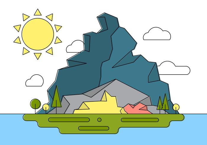 Rocky Landscape Island Vector Illustration