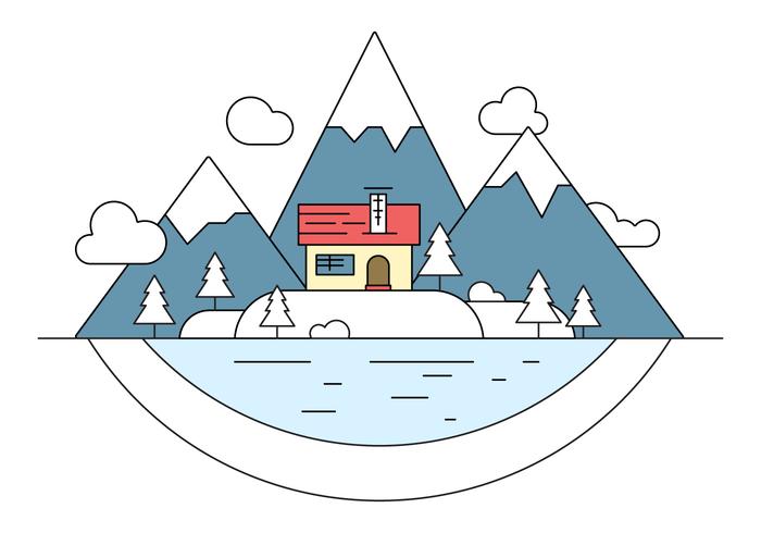 Snowy Landscape Island Vector Illustration