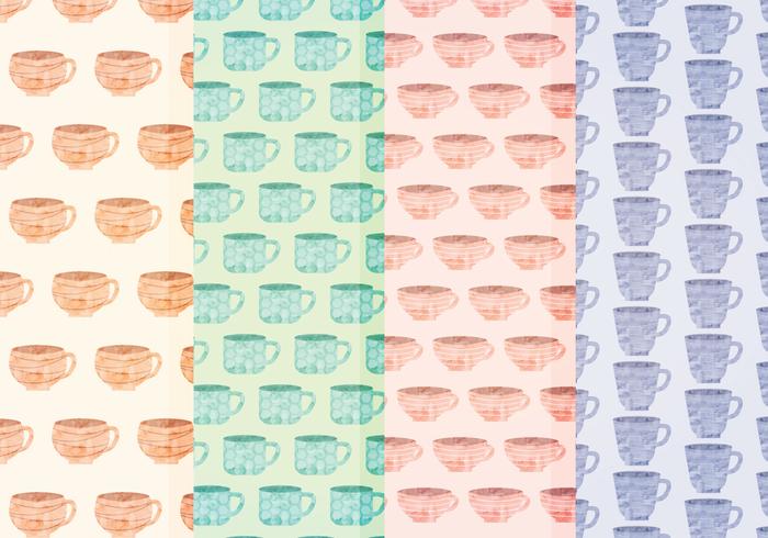 Vector Watercolor Mugs Patterns