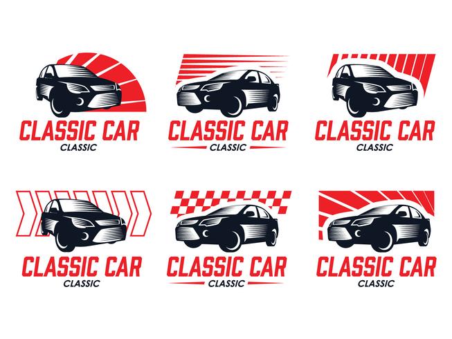 Need for speed classic car silhouette emblems vector