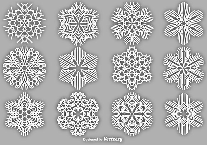 Set Of Vector White Snowflakes