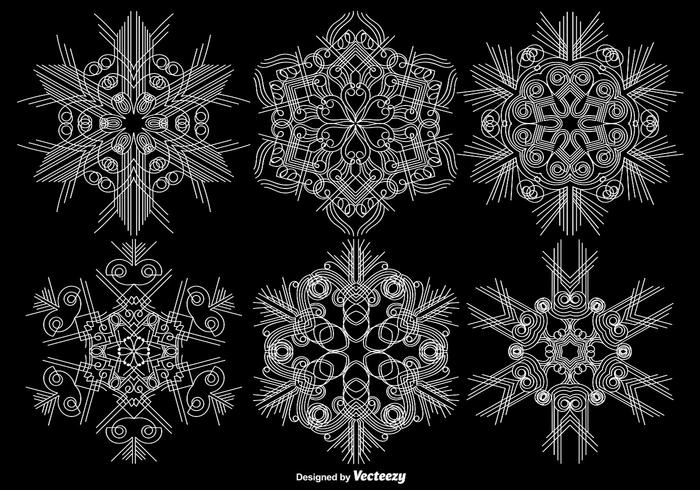 Vector Set Of Ornamental Snowflakes