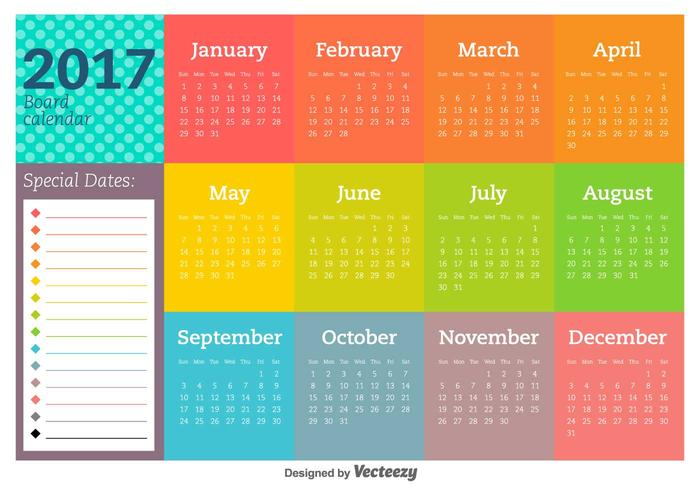 2017 Calendario De Año Nuevo Y Vector Plantillas