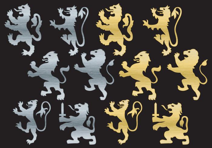 Lion Rampant Silhouettes vector