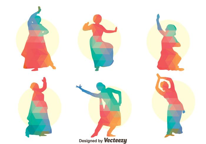 Colorful Bollywood dance Vector Set