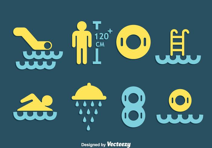 Water Park Element Icons Vector