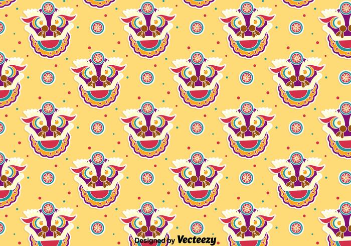 Funny Lion Dance Seamless Pattern vector