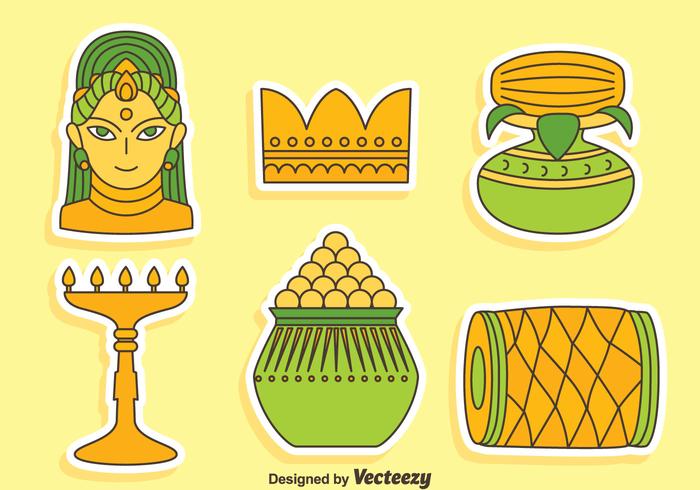 India Festival Element Icons Vector