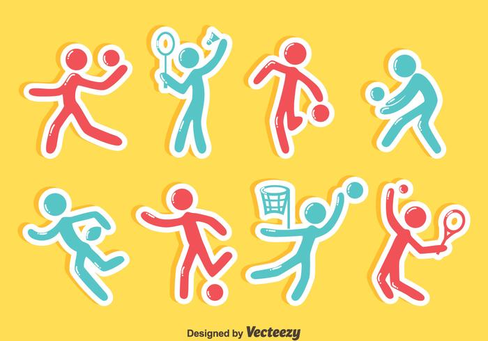 Sports Stickman Sticker Vector Set