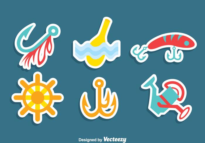 Fishing Element Sticker Vector Set