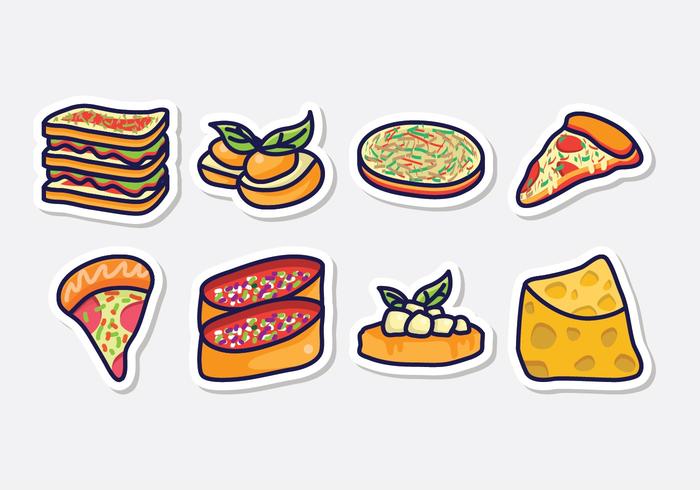 Iconos de comida italiana gratis vector