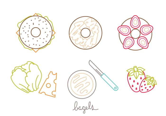 Conjunto de iconos de bagel vector