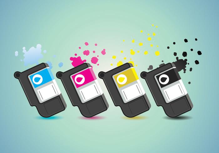Ink Catridge Vector with Ink Splatter Background Ink Catridge Vector with Ink Splatter Background