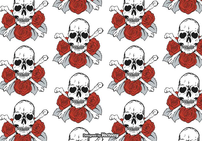 Free Skulls And Roses Vector Pattern