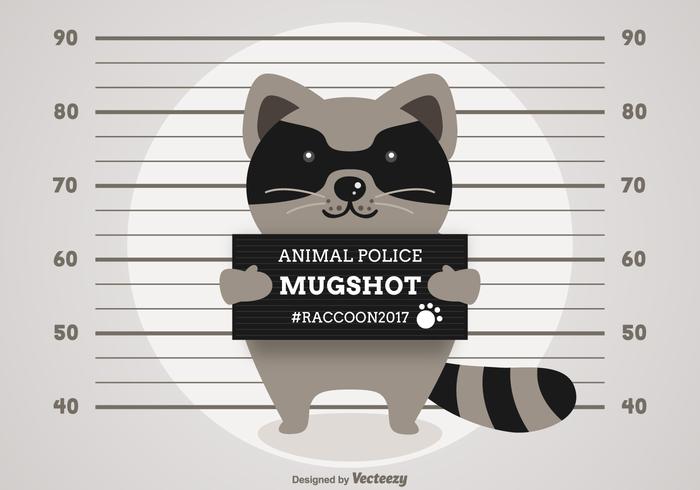 Vector Cartoon Arrested Raccoon