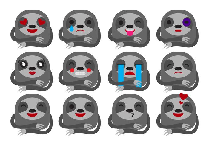 Gratis Cartoon Sloth Emoticons Vector