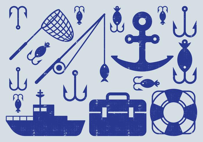 Iconos de elemento de pesca vector