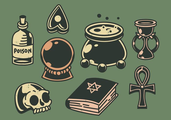 Retro Magic Doodle Set vector