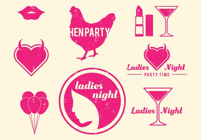 Retro Hen Party Design Elements vector