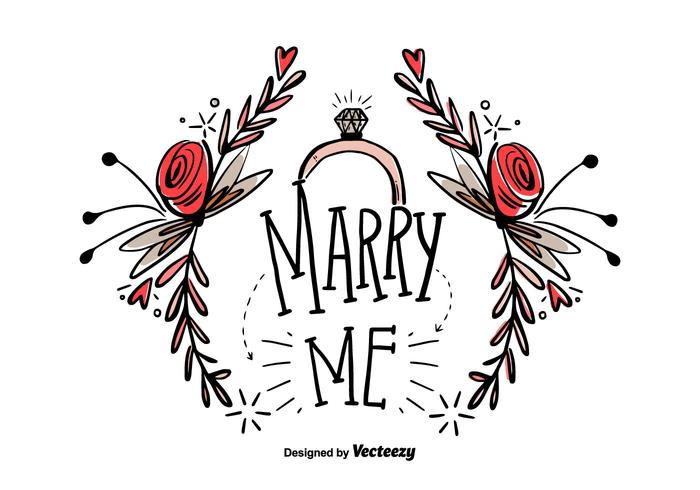 Libre Marry Me Mano Dibujar Vector