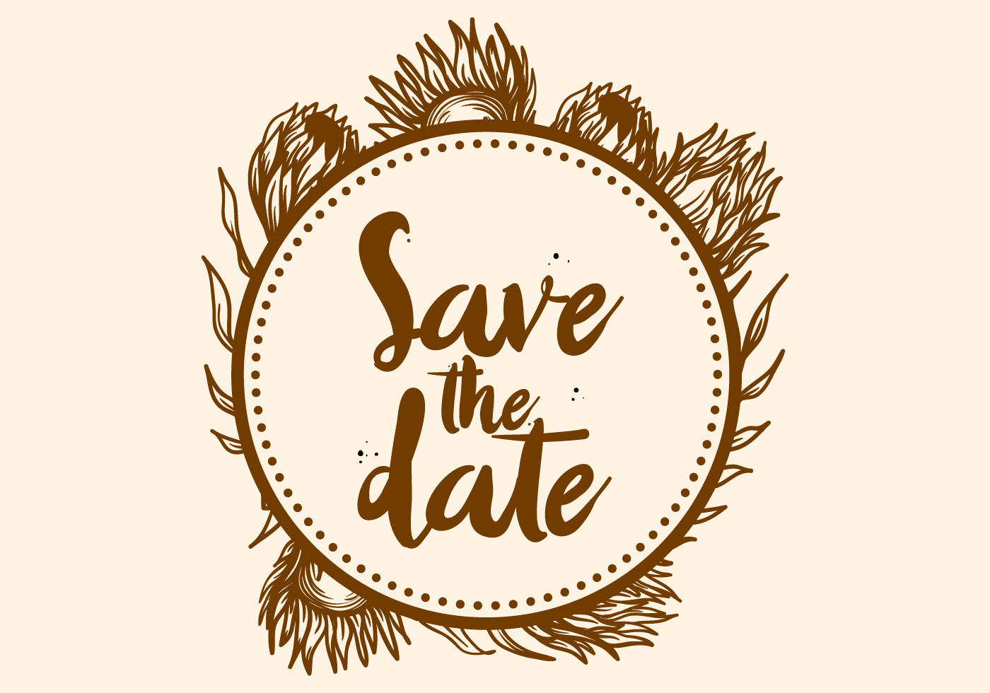 Free Hand Drawn Protea Flower Save The Date Vector ...