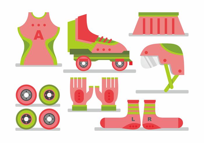 Woman Roller Derby Vector Set