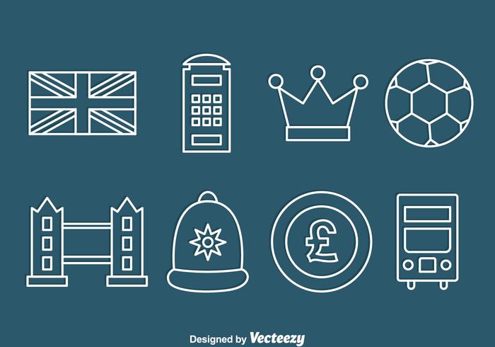 United Kingdom Element Line Icons Vector