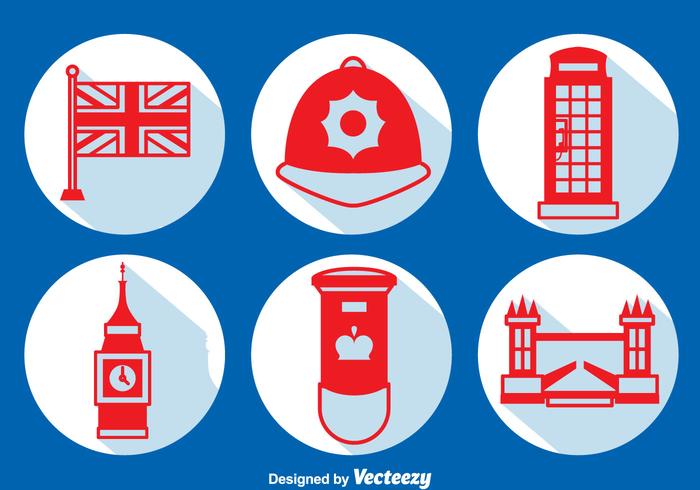 United Kingdom Element Long Shadow Icons Vector