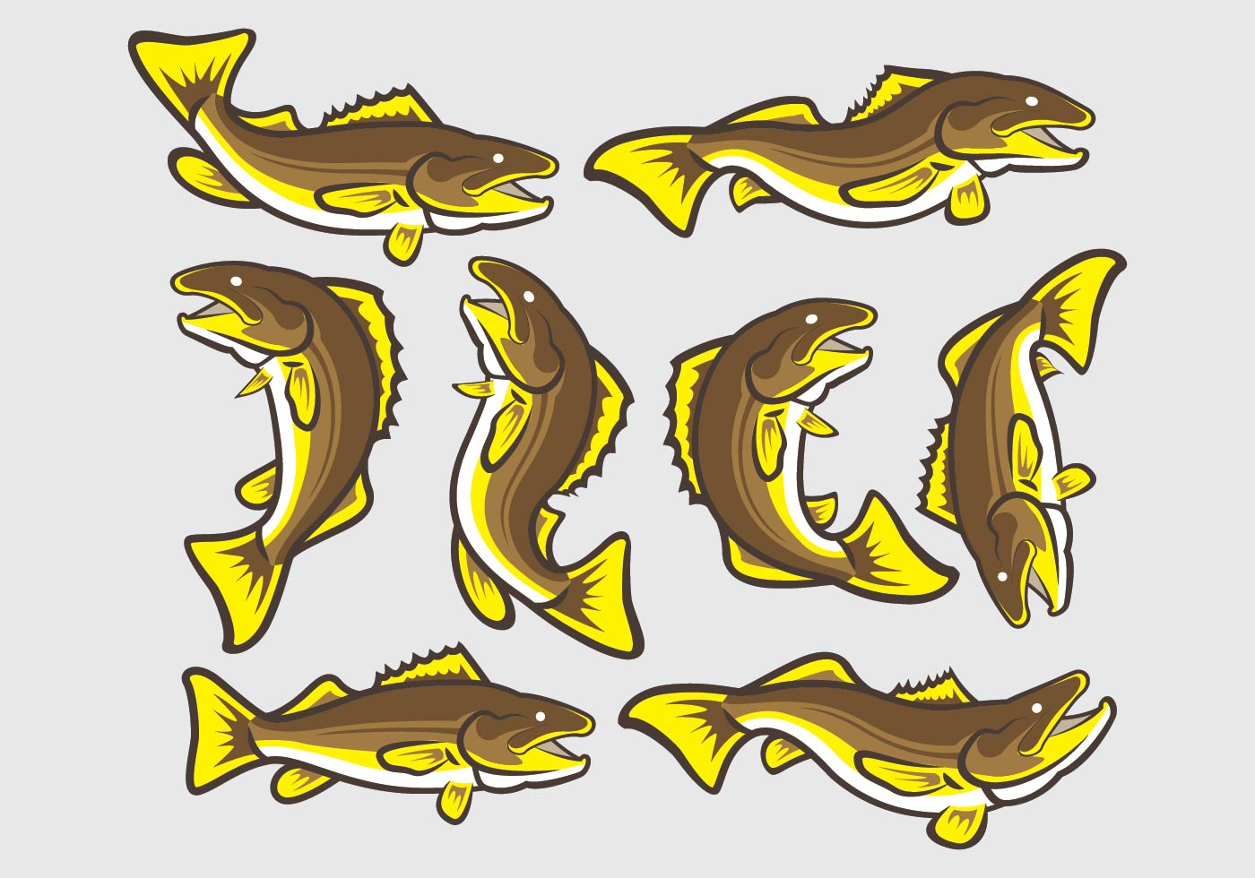 Download Walleye Fish Icons 130698 Vector Art at Vecteezy