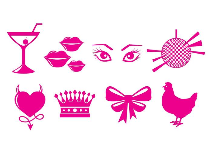 Iconos de la fiesta de gallina vector