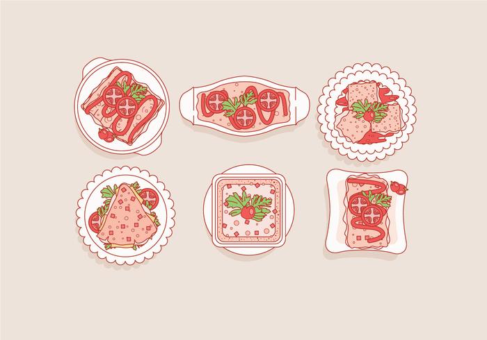 Lasagna Top View Vector Lasagna Top View Vector