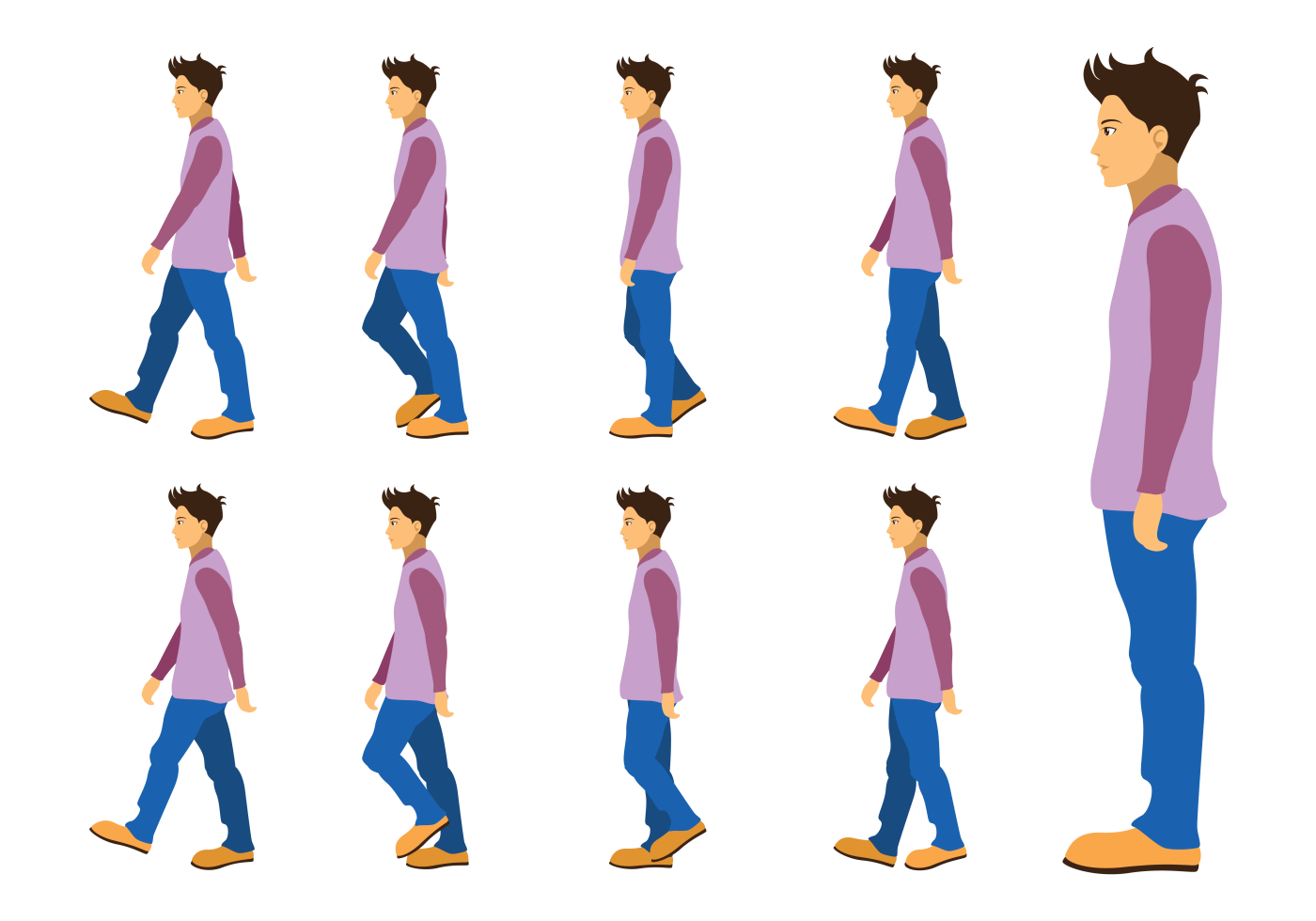 Boy Walking Cycle 130746 Vector Art at Vecteezy