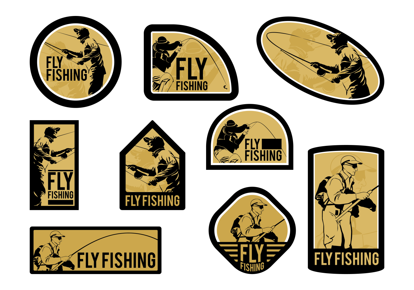 Download Man Fly Fishing Vector Labels 130747 Vector Art at Vecteezy