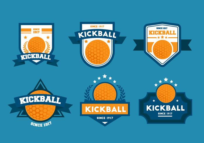 Conjunto de insignias de Kickball vector