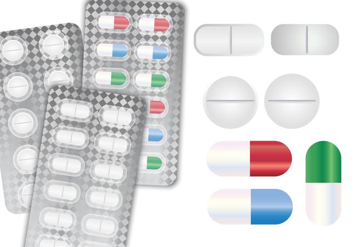 Vector Blank Big Set of Plastic Packaging Bottles Pill Box