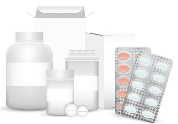 Vector Blank Set of Plastic Packaging Pill Box