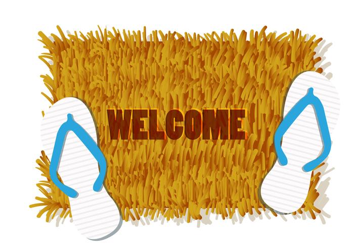 Ilustración De Welcome Mat Con Par De Sandal vector